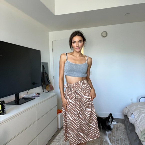 Brown Zebra Print Midi Wrap Skirt - Picture 2 of 4